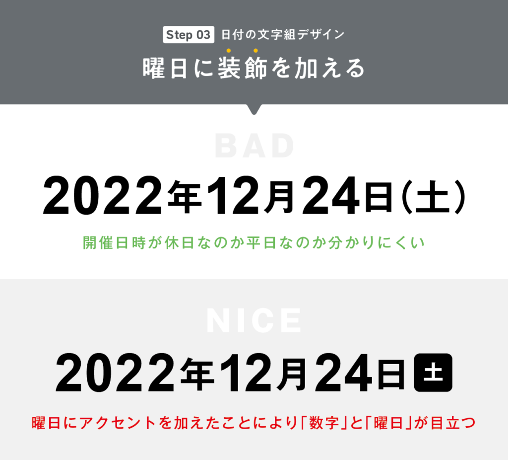 曜日に装飾を加える