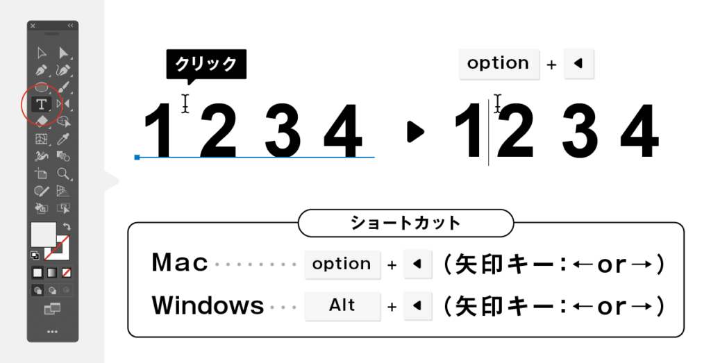 字間・ベースラインを微調整をする